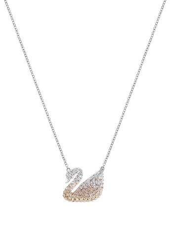 Swarovski multi and silver Iconic Swan Pendant Necklace 0CC6CAC563AB5AGS_1