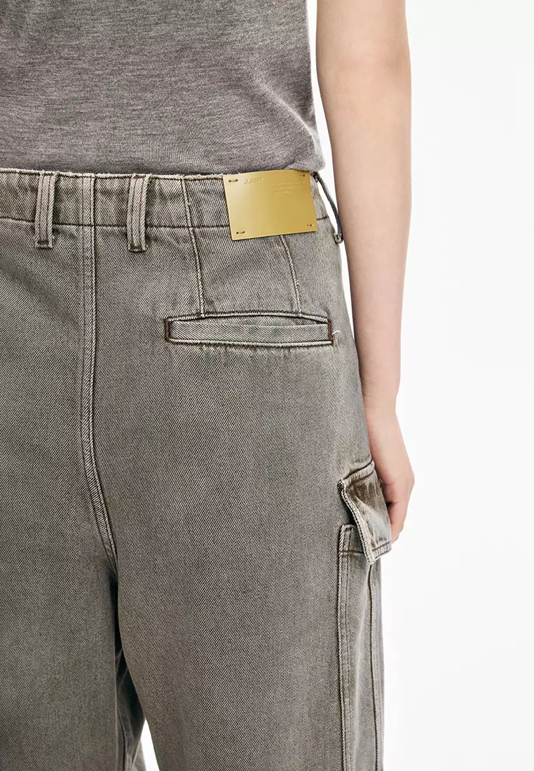 Workwear Rolled Hem Denim Extra Long Pants