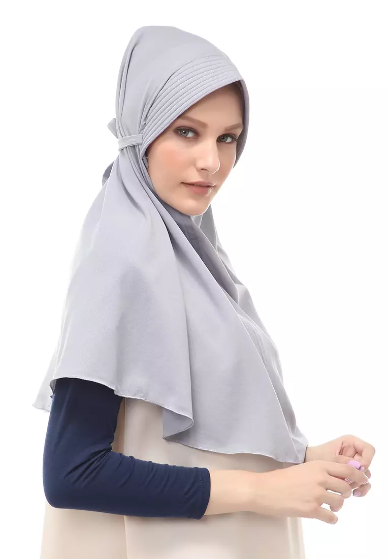 Anisa Jilbab Khimar Muslimah Polos Tali Berbo Regular Fit - Abu