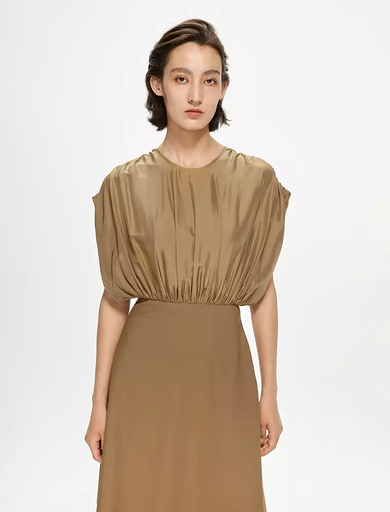 電力紡X型修身優雅無袖連衣裙