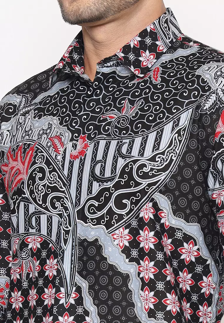 MAGINOT DAYA GREY Batik Slim Fit Lengan Panjang