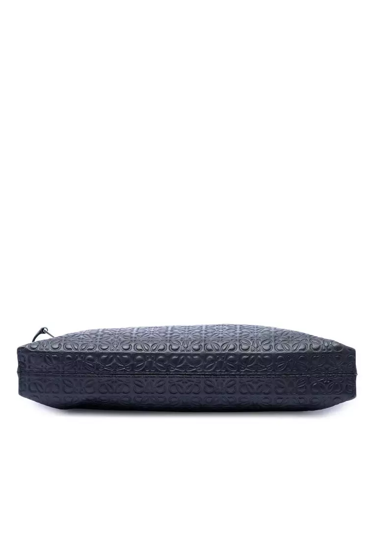 Pre-Loved Loewe Embossed Anagram Leather Repeat T Clutch