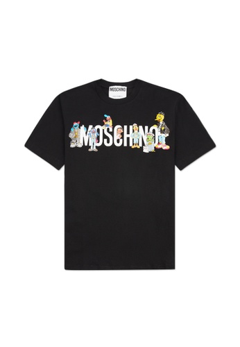 MOSCHINO black MOSCHINO women's Sesame Street co branded letter cartoon printed short sleeve T-shirt B170BAA1DCD673GS_1
