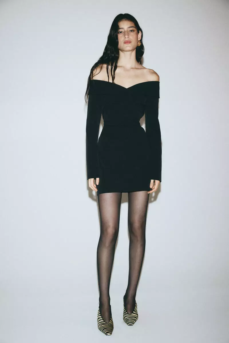 Off-the-shoulder wrap dress