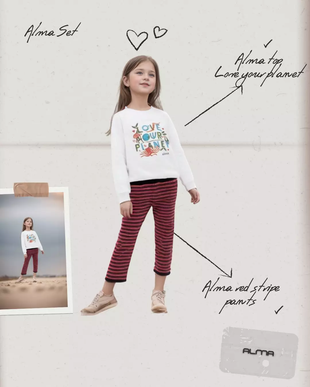 Alma kids Setelan Top and bottom Bumble Love your planet