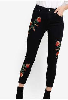 TOPSHOP  Moto Embroidered Jamie Jeans