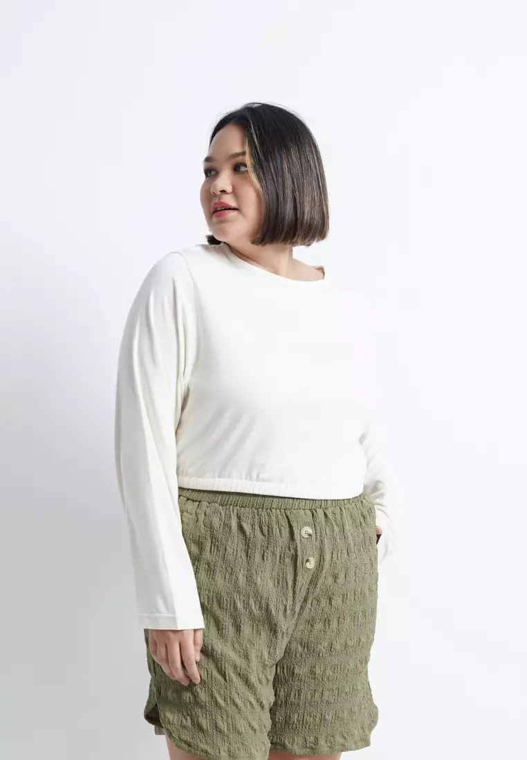 Xtramiles Plus Size Crop Top Miley Broken White