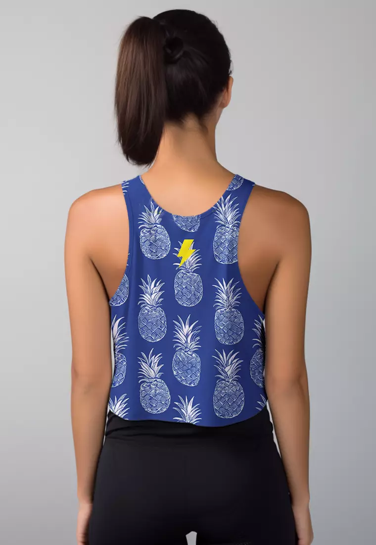 LSD53 Tanktop Gym  Crop Wanita Airdrylite "pineapple" biru