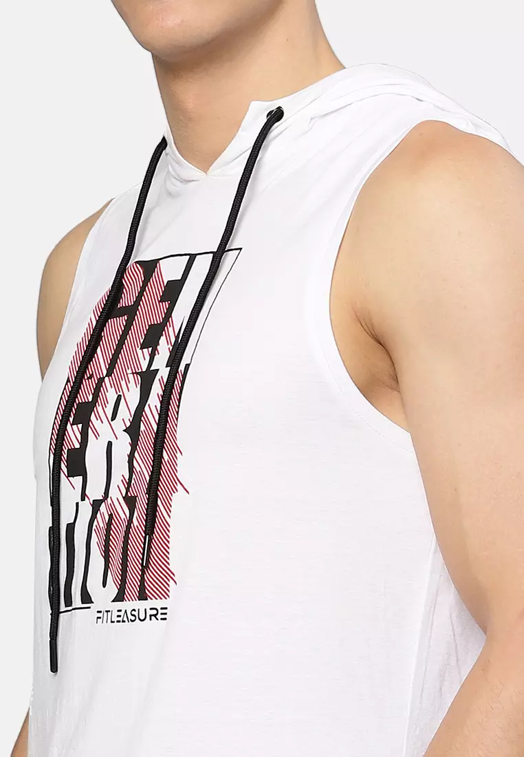 Men's White Graphic Muscle Workout/Training Tank