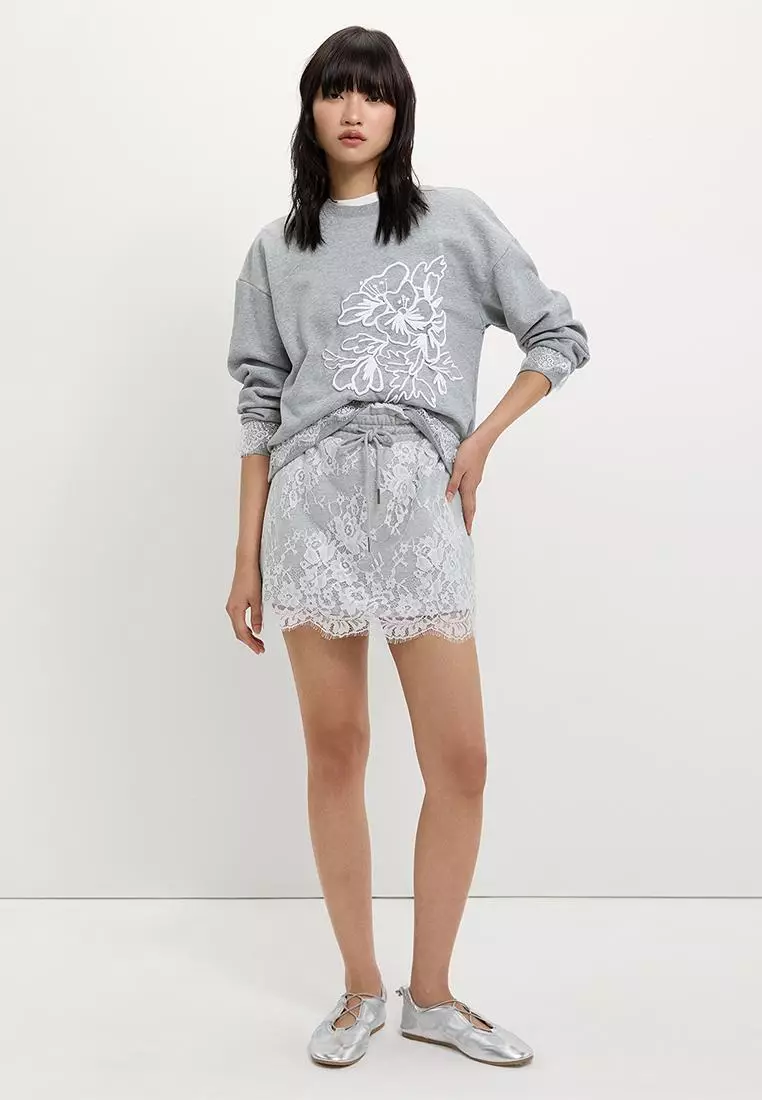 Lace Floral Sweatshirt