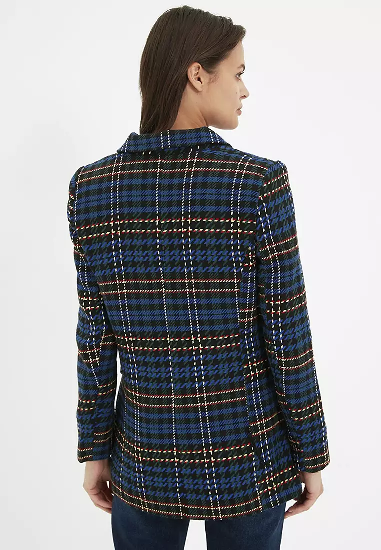 ChicBeautyy Women's Multicolored Plush Plaid Button Down Jacket Loose Coat with Pockets(BUY 2 FREE SHIPPING)