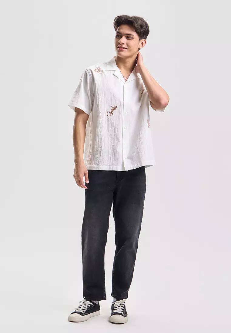 Relaxed Shirt with All-Over Embroidery