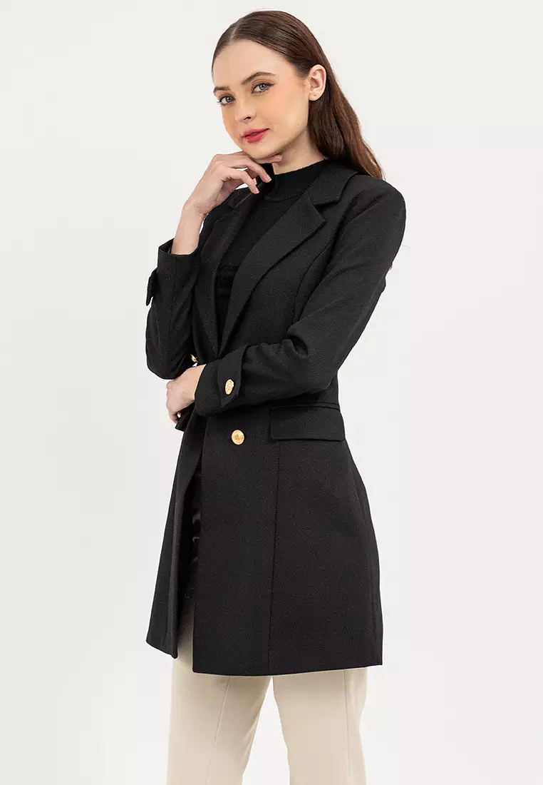 Double Breasted Blazer Trench Coat