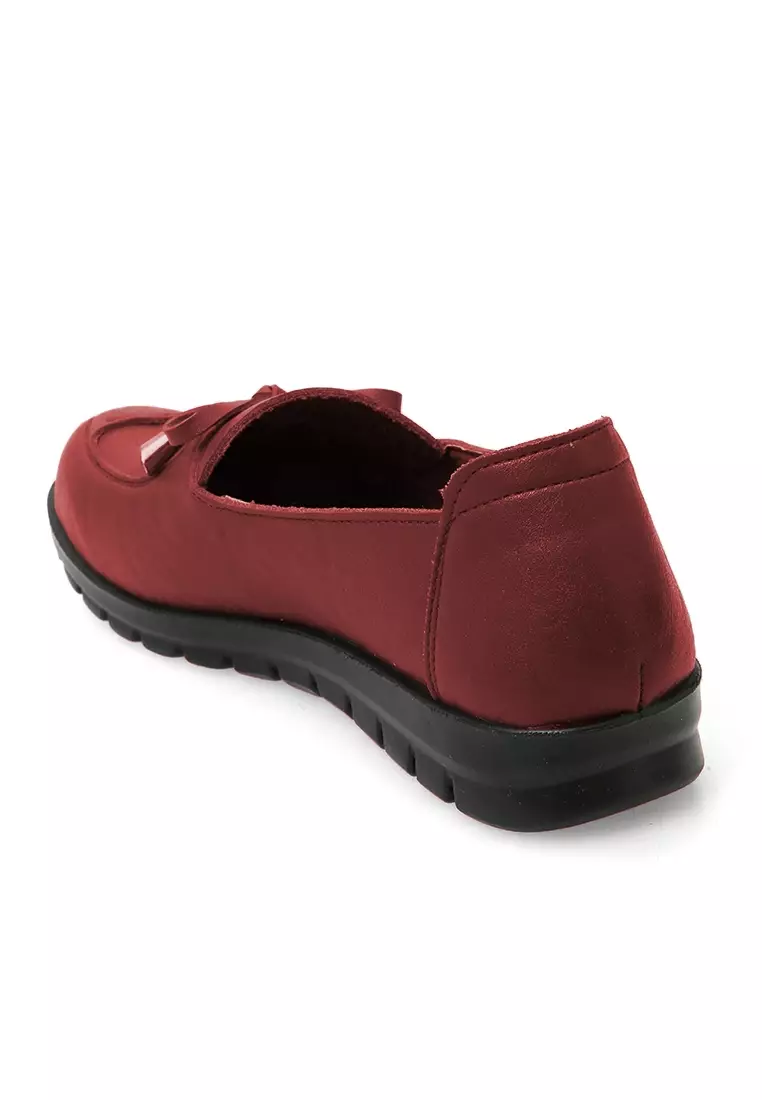 Flat Loafers Sepatu Kerja Wanita Casual Fashion High Quality - Red
