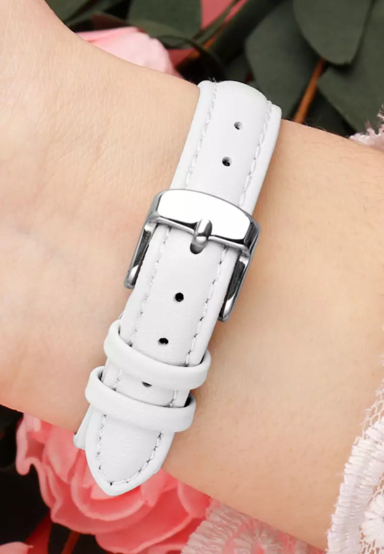 Tali Kulit Wanita Jam Tali Genuine Leather Strap 18mm Putih