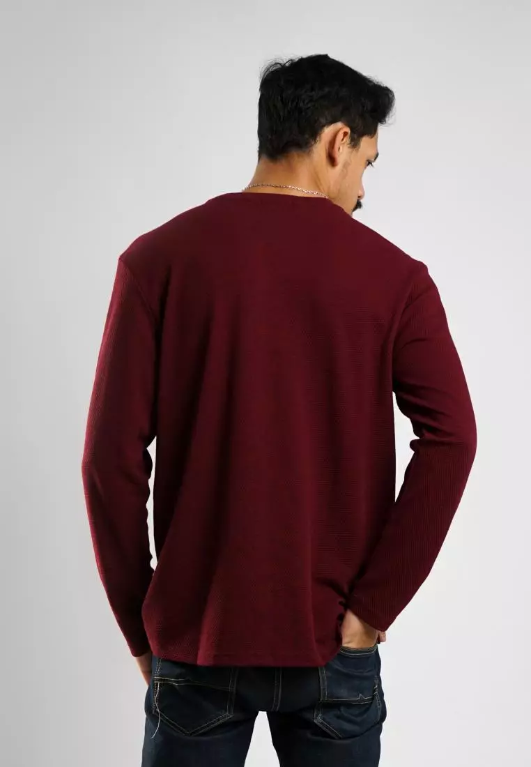 MATSUDA Kaos Lengan Panjang 20S Texture Popcorn Katun Nagato