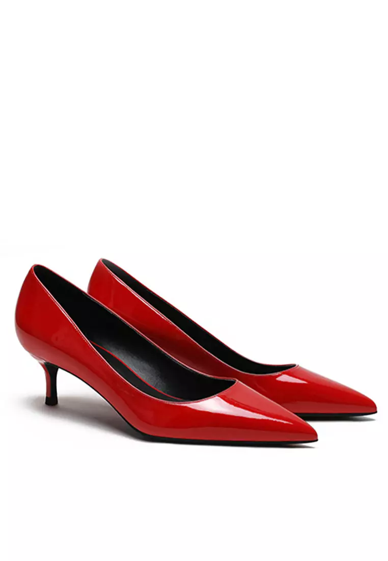 5CM Patent Pointed Mid Heel Shoes HZL150
