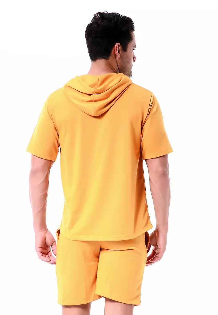 Vincent Setelan Hoodie Pria Sweatshirt Set Casual Motif Polos Material Baby Terry ORIGINAL - Mustard