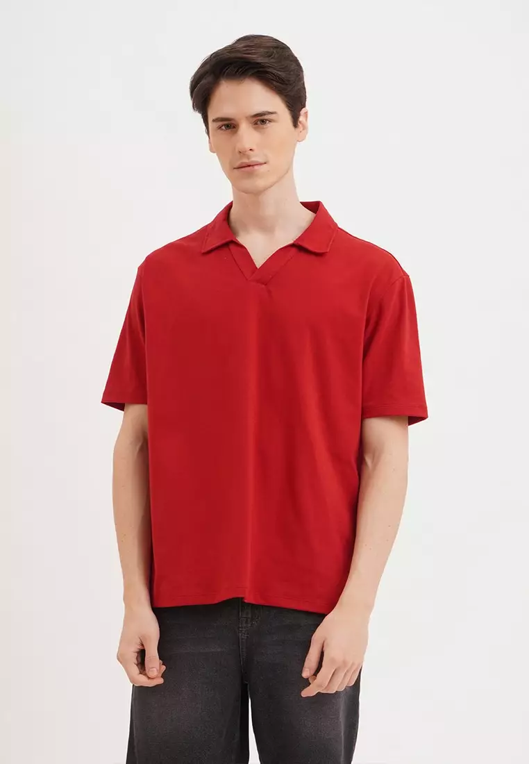 Relaxed Fit Polo With Open Collar