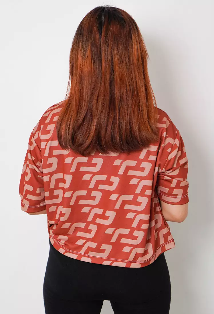 LSB37 baju olahraga wanita crop top oversize big size dry fit gym aerobic poundfit coklat kopi tua