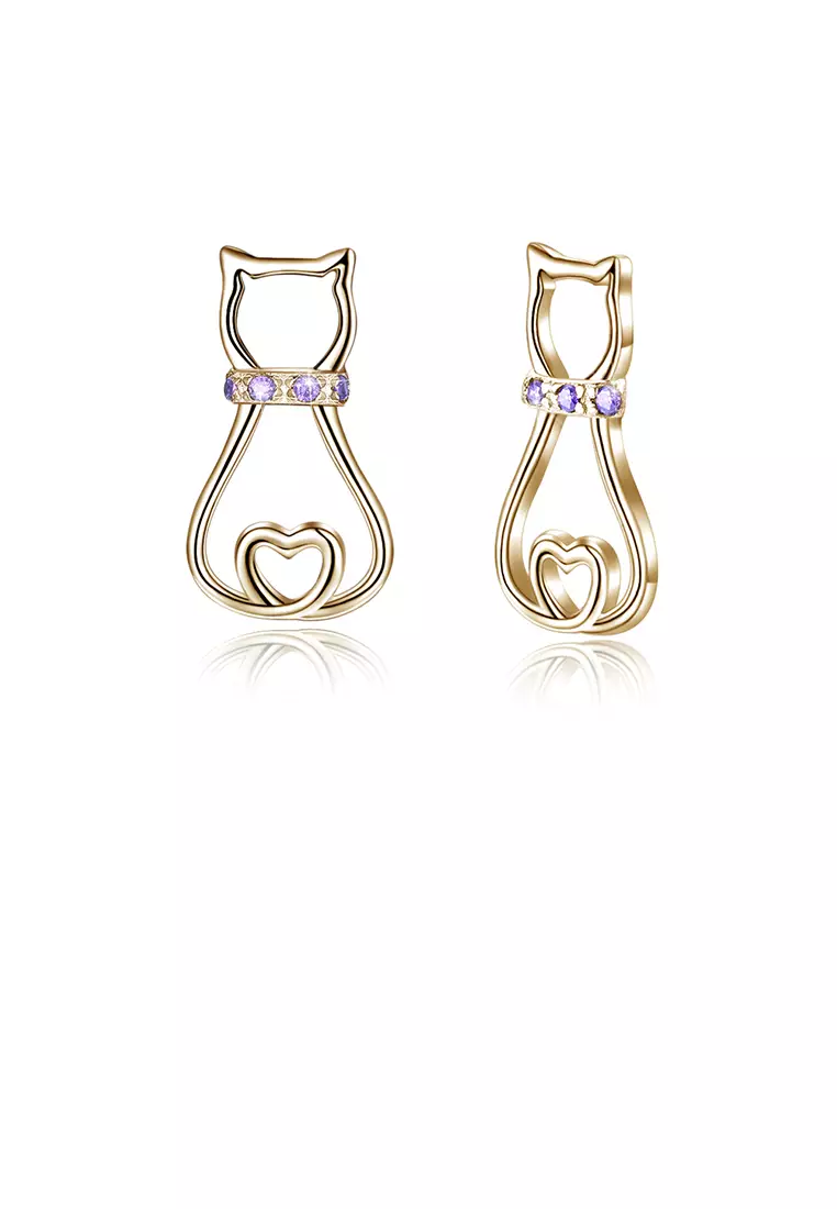 White gold cat earrings hotsell