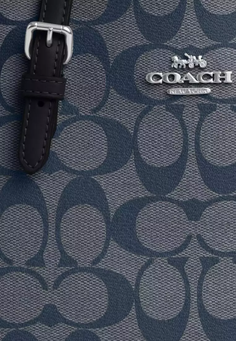 Coach Mollie Tote 25 In Signature Canvas Denim Midnight Navy