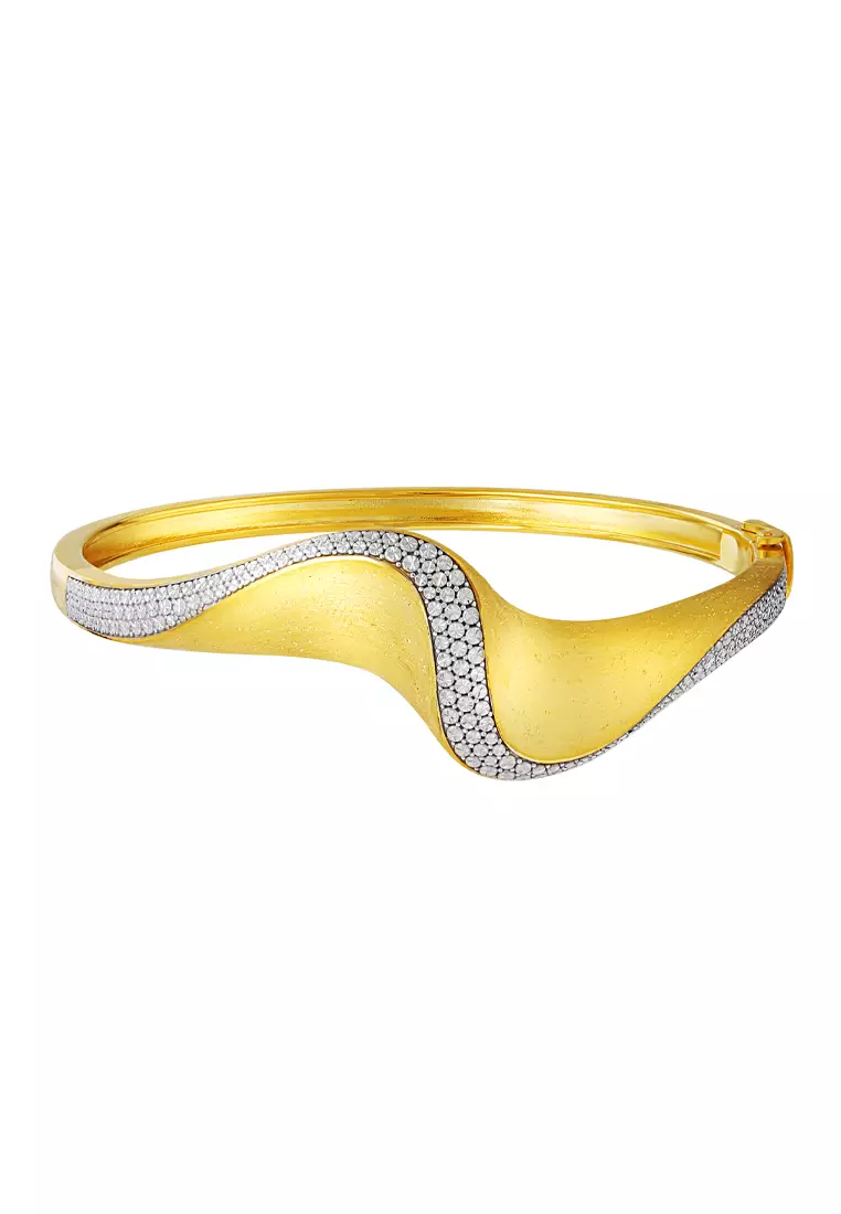 TOMEI Diamond Cut Collection Curvy Bangle, Yellow Gold 916