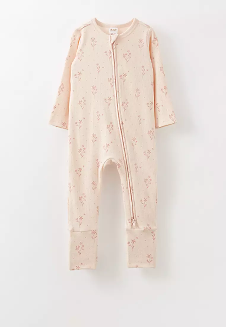 Cactus / Organic Pointelle 2-Way Zip Romper: 18-24M