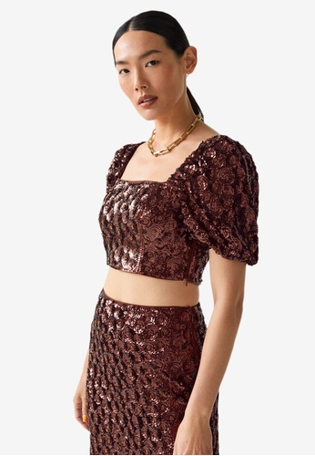 Buy u0026 Other Stories Sequin Beaded Crop Top 2023 Online | ZALORA Singapore