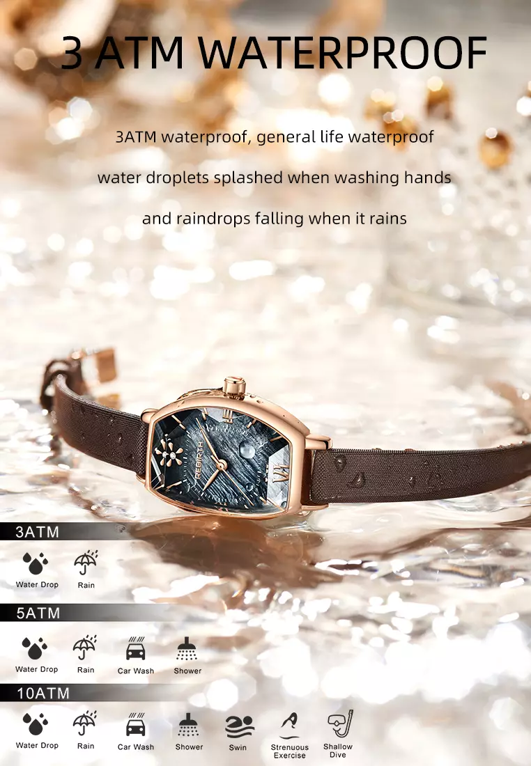 Jam Tangan Wanita Anti Air Jam Wanita Original Kulit Kuarsa Mode Anggun Jam Tangan Cewek BrownBlue