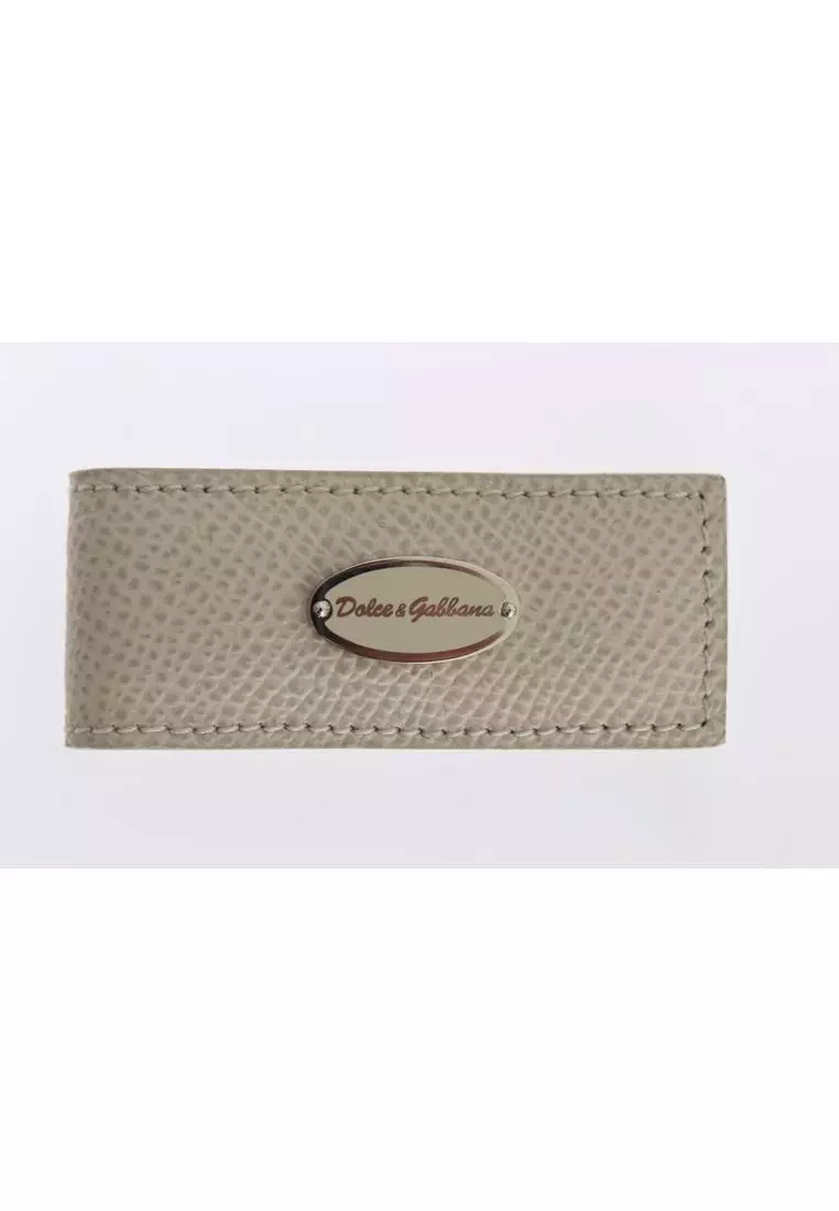 Dolce & Gabbana Authentic Beige Leather Money Bar Clip