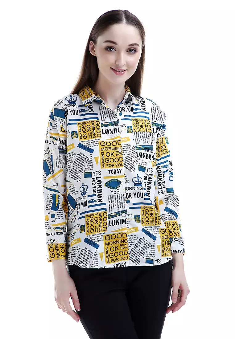 Avery Kemeja Atasan Wanita Design Stylish Long Sleeves Shirt - Mustard