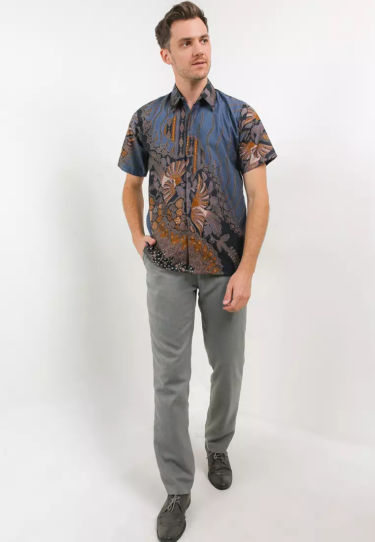 Kenari Kemeja Batik Exclusive Premium Pria Casual Modern Lengan Pendek