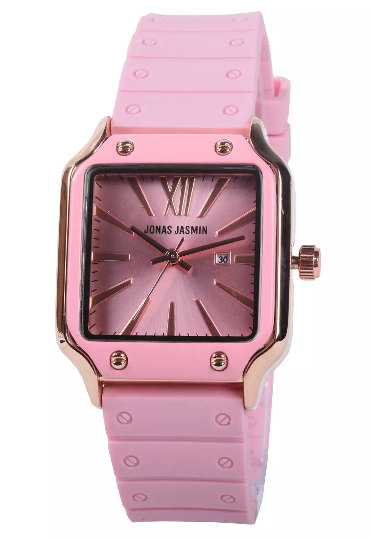 Jonas Jasmin - Jam Tangan Analog Wanita - Rosegold - Pink Rubber Strap - JJ-2221L-E