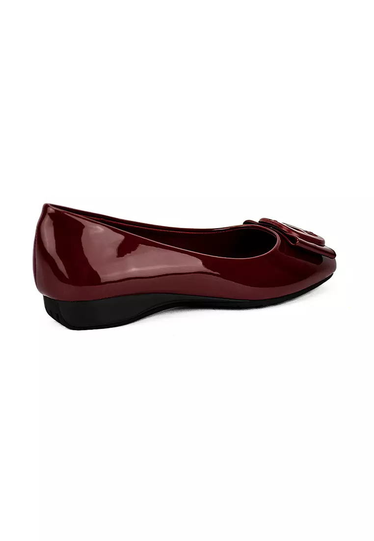 Women's Ballet Flats Shoes LW 23465 Maroon C21