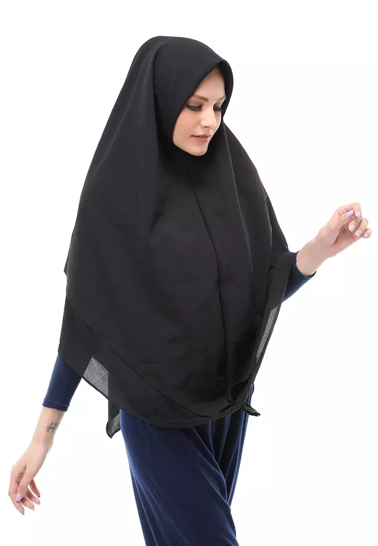 Layla Jilbab Syar'i Jumbo Motif Polos Relaxed Fit - Black