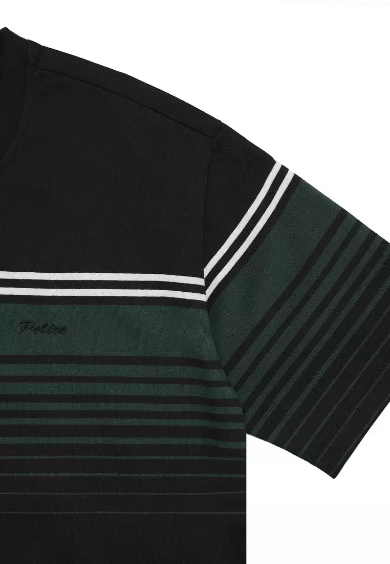 POLICE T-Shirt Salur Bordir Cotton Premium Tebal Pria