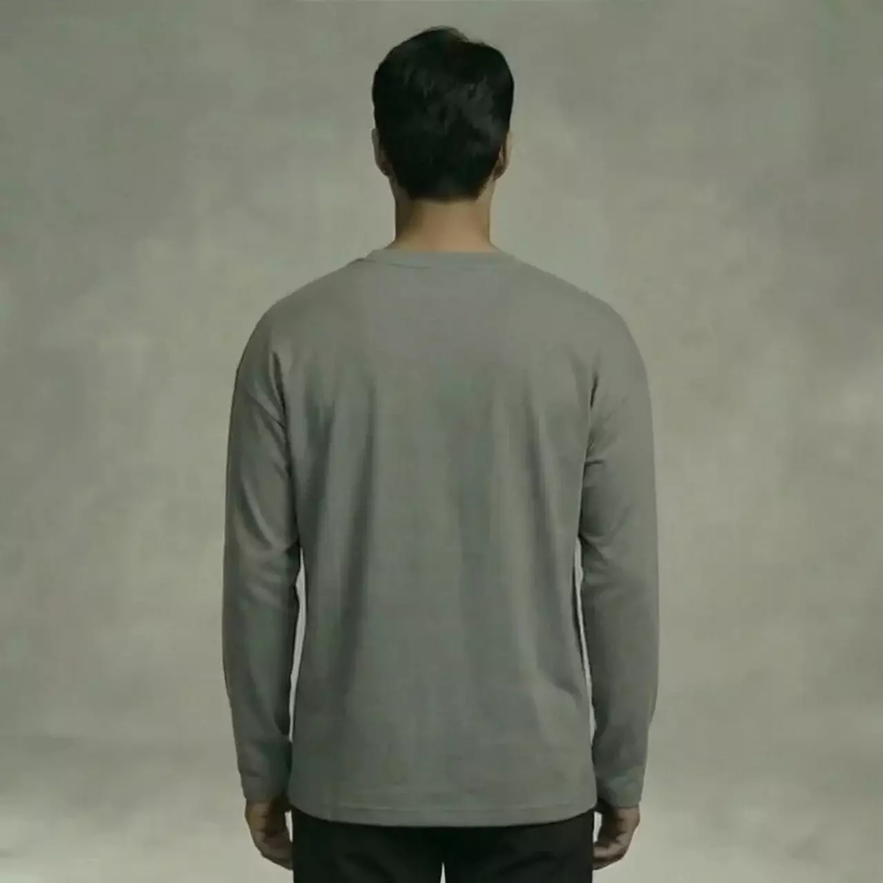 THIRDDAY Kaos Koko Tangan Panjang Piped Lis 240gsm Cotton Hybrid Abu Muda MTZ12