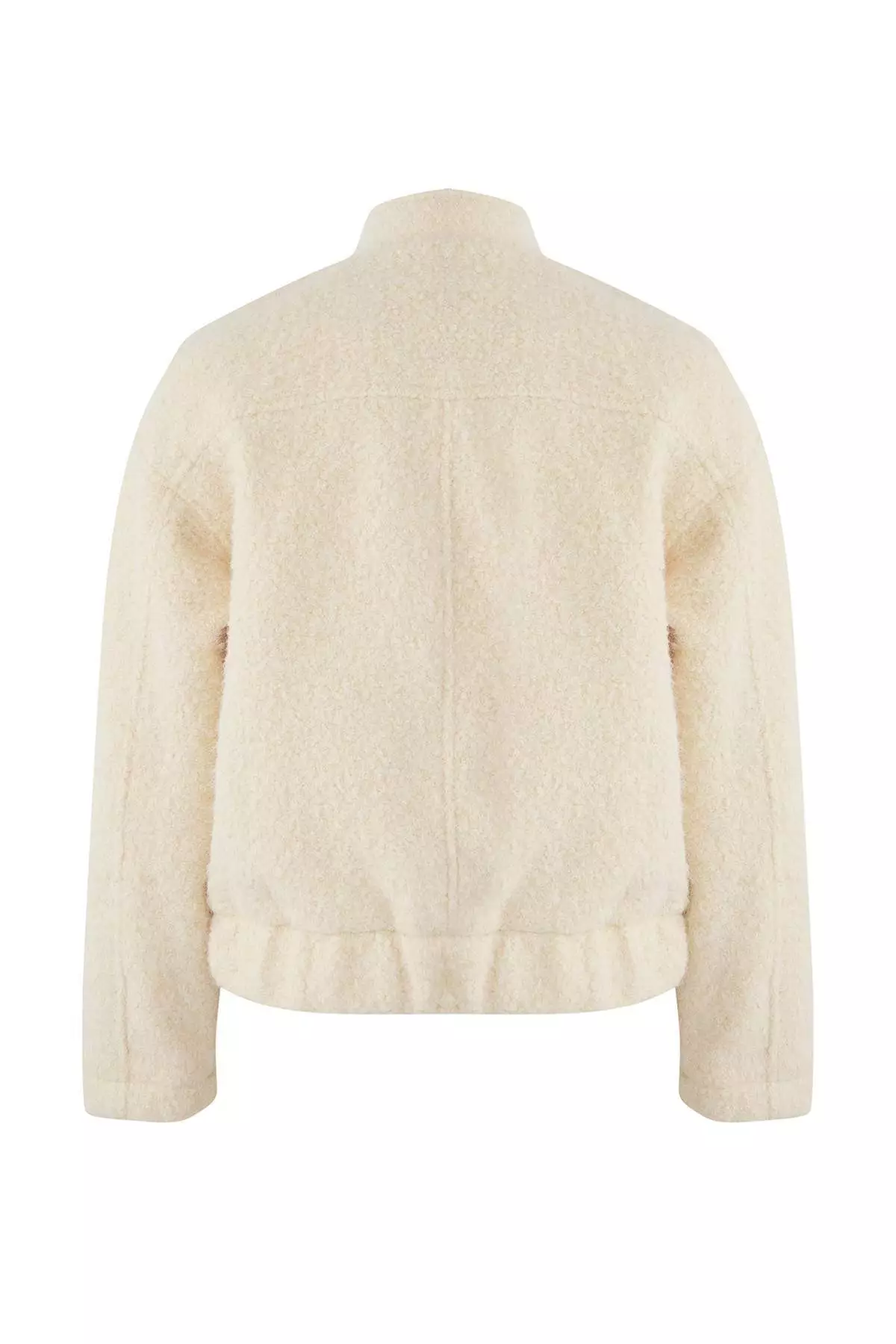 Ecru Regular Boucle Thin Jacket Coat