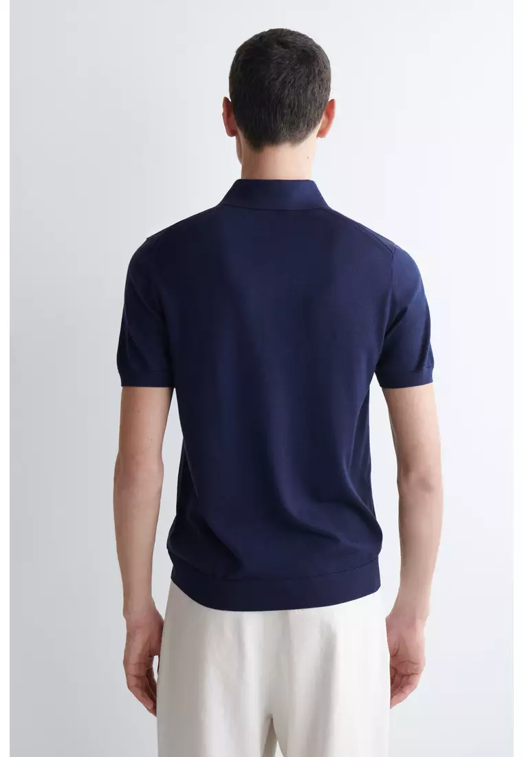 SLIM KNITTED SILK POLO SHIRT