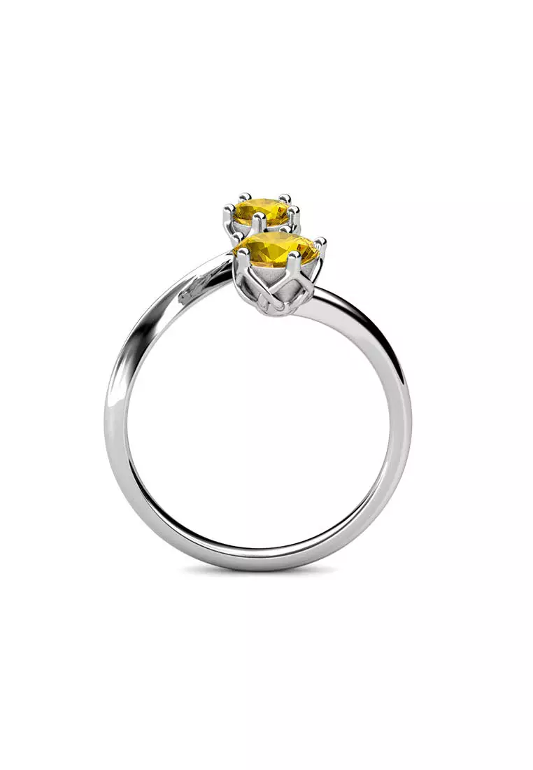 Birth Stone Ring November Citrine WG - Cincin Crystal by Her Jewellery