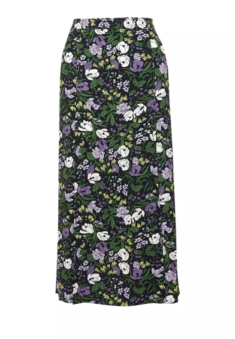 Jual Marks & Spencer Floral Print Slip Midi Skirt Original 2024 ...