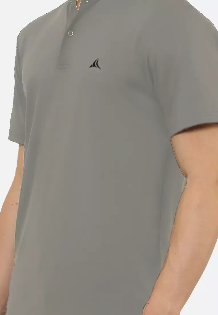 Gray Luxe Pria Athleisure Tee Desainer Kerah Cina