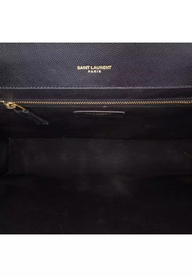 Pre-Loved Saint Laurent Medium Grain De Poudre Triquilt Monogram Envelope Bag