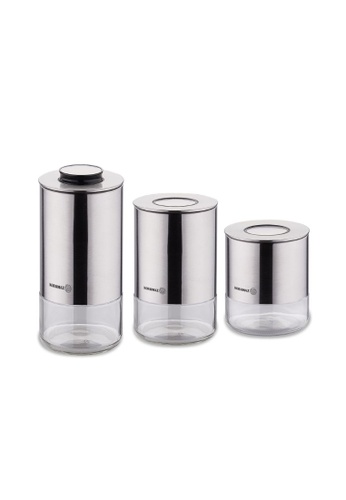 KORKMAZ silver Korkmaz 316 Stainless Steel Spice Jars Stora Plus 3-Piece Satin Storage Set A5520 (Made in Turkey) 8DA8DHL5412246GS_1