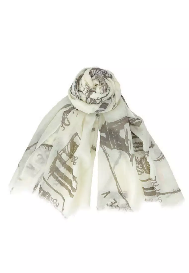 LOUIS VUITTON Logomania Pearl Silver Scarf Iconic monogram pattern