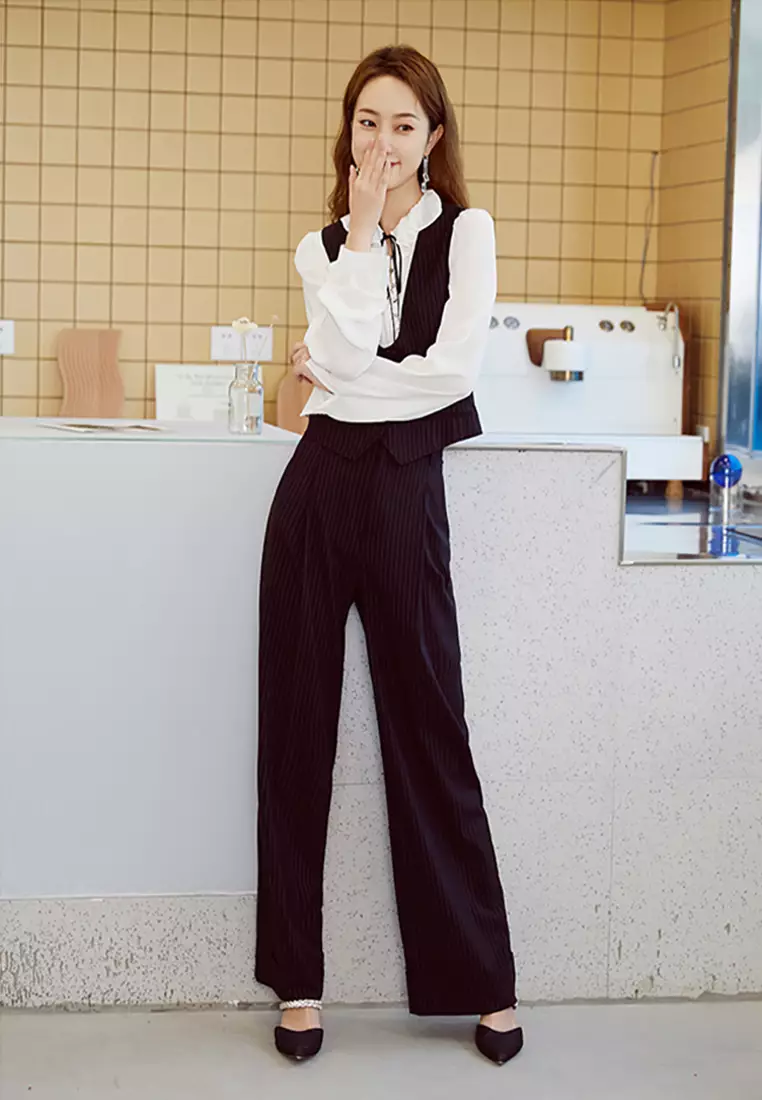 Striped Loose Fit Formal Pants