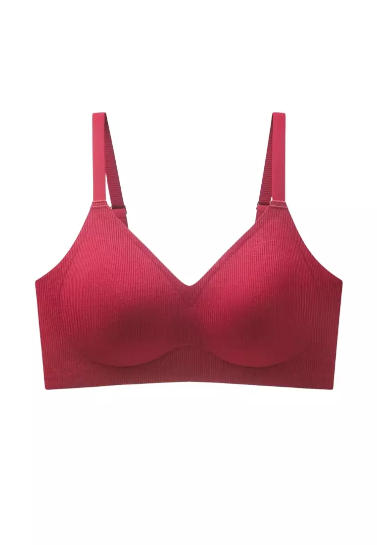 Premium Taylor Seamless Wireless Padded Support Bra in Wine