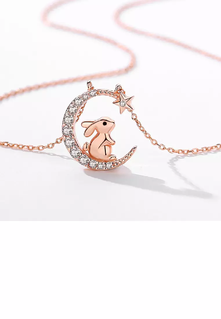 Buy Zafiti 925 Sterling Silver Plated Rose Gold Fashion Cute Rabbit 