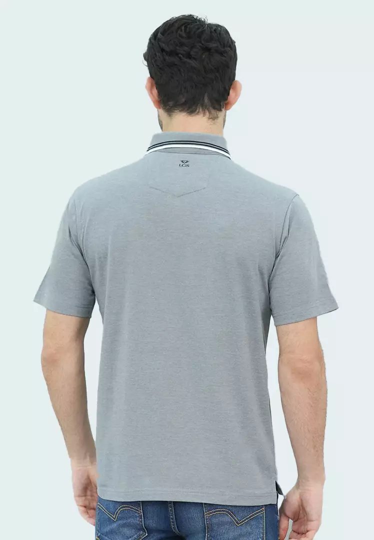 LGS - Kaos Polo Pria - Single Pocket - Katun Premium - Regular Fit - Warna Abu - CWS.225.J3482.39.C